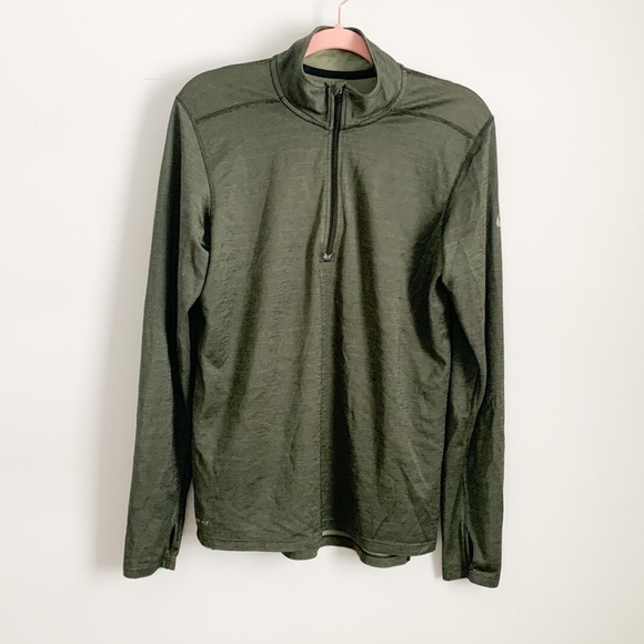 Nike Dri-Fit Dark Green Space dye Long Sleeve 3/4 Zip athletic top Medium - Picture 1 of 11